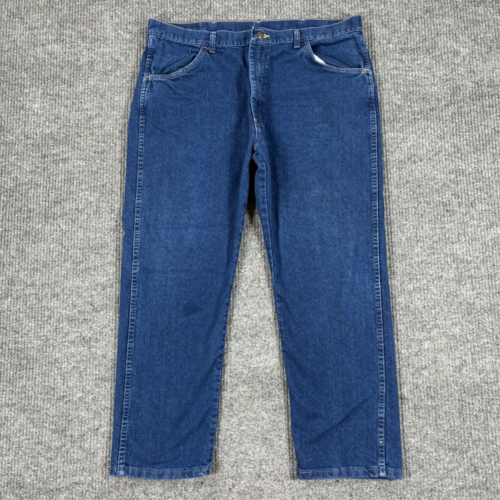 Wrangler Jeans Mens Straight Leg Size 40x29 Blue Denim Regular Fit Mid Rise